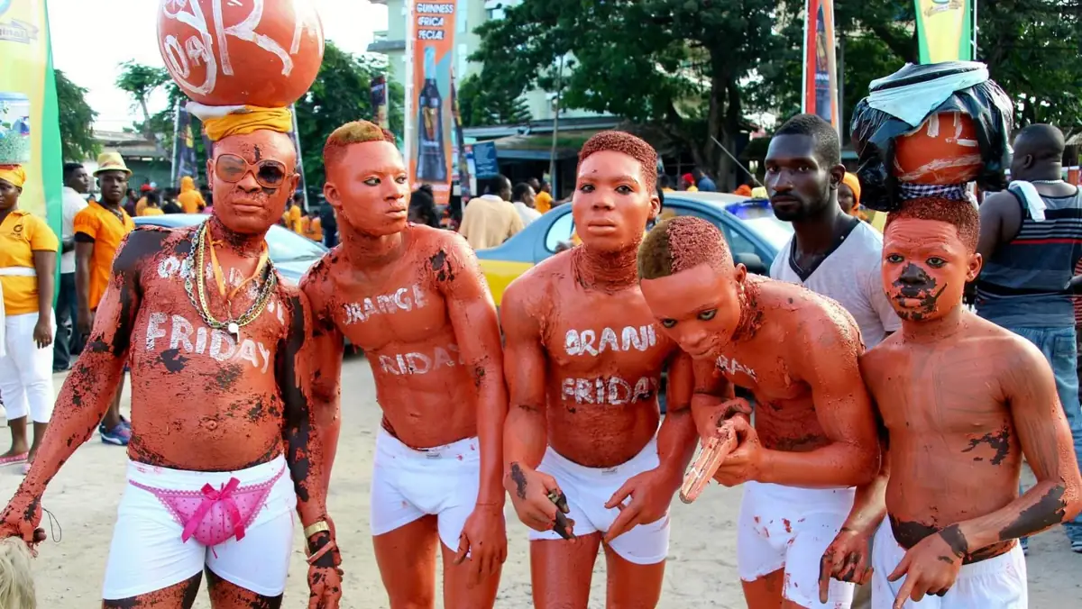 Festival participants in the streets of Cape Coast