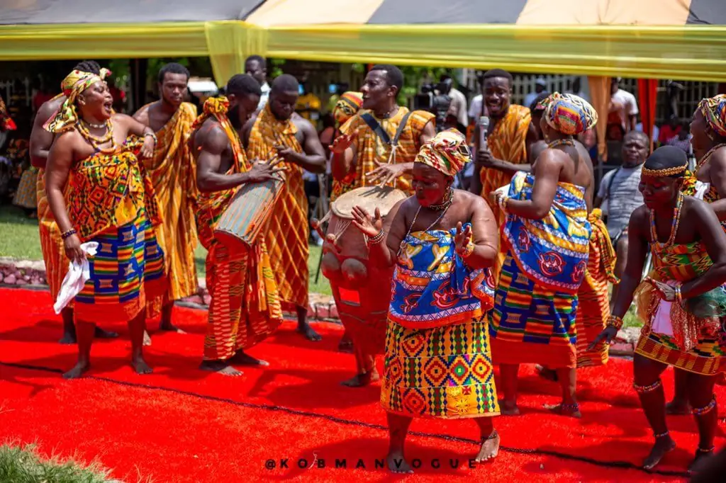 Traditional musicians and dancers at a festival